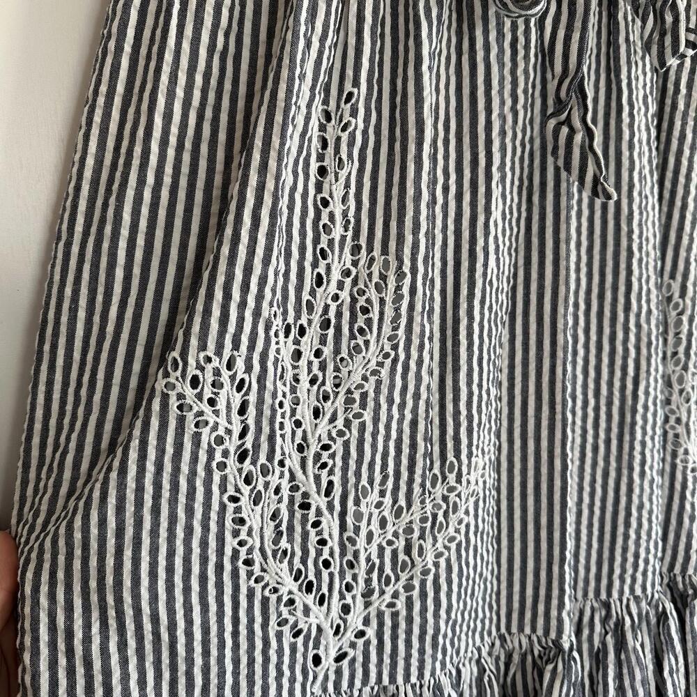 TORY BURCH Eyelet Seersucker Midi Dress Size 10 - Picture 5 of 9